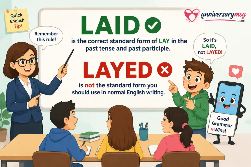 Simple Answer in One Look of Laid or Layed