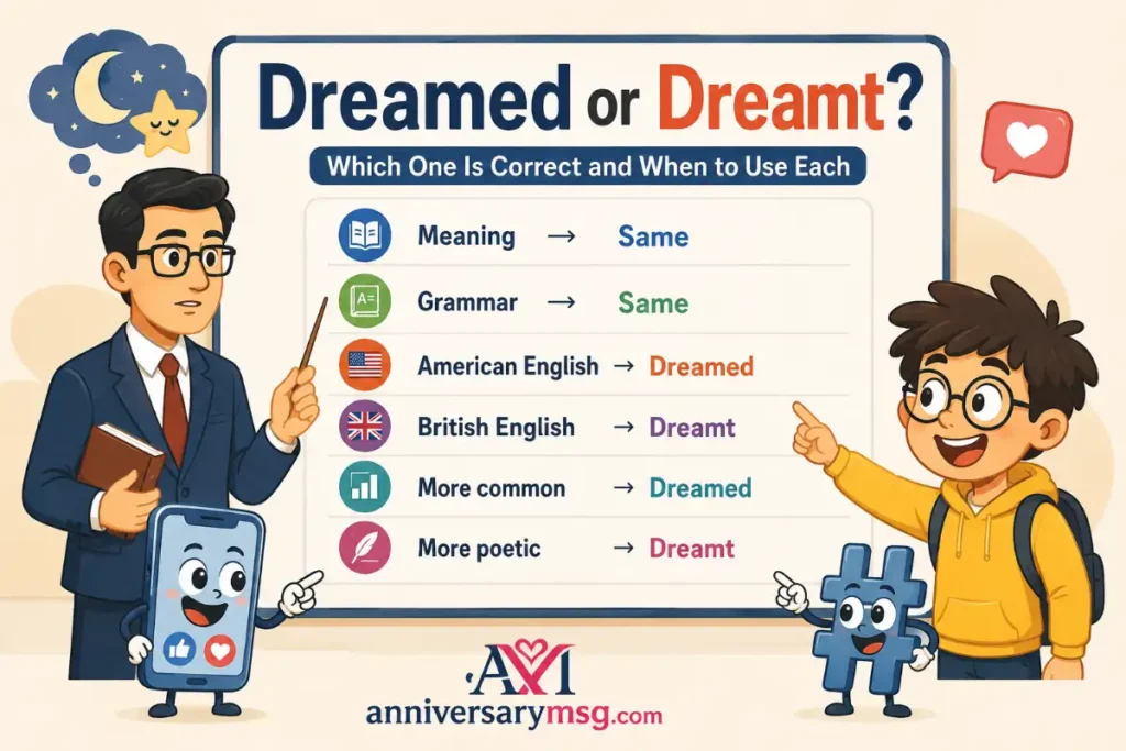 Quick Comparison Table of Dreamed or Dreamt