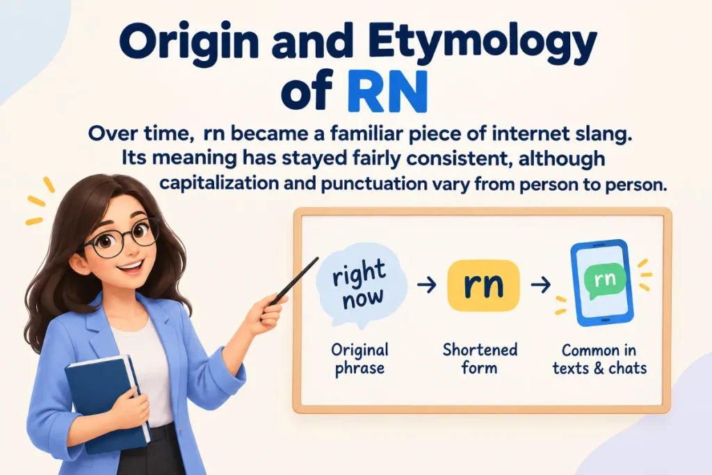 Origin and Etymology of RN meaning in text.